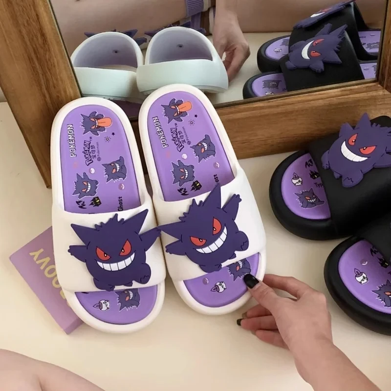 Novo anime pokemon gengar chinelos para homens mulheres na moda e legal internet infravermelho anti deslizamento eva casal chinelo presente periférico