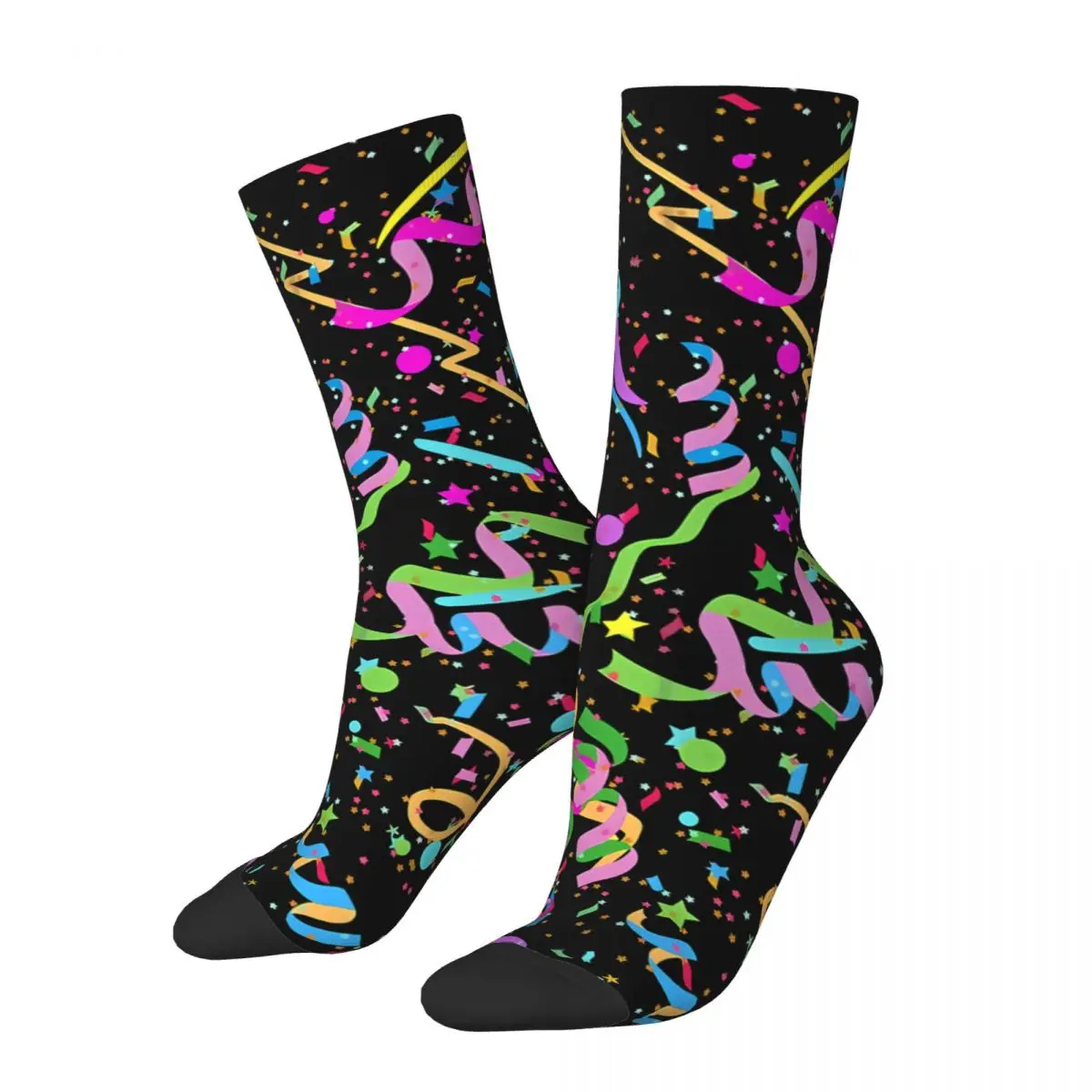 

Funny Happy Sock for Men Nostalgic Arcade Carpet Pattern Hip Hop Neon Pattern Quality Pattern Printed Crew Sock Novelty Gift