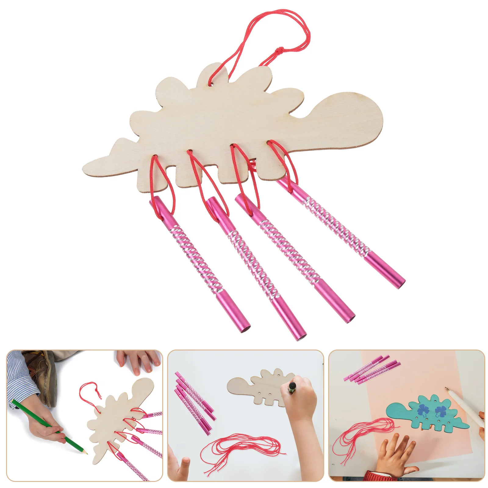 

8 set Blank Wood Doodle Wind Chime Paintable Diy Graffiti Pendant For Adults Spring Crafts Home Decor Hanging Ornament