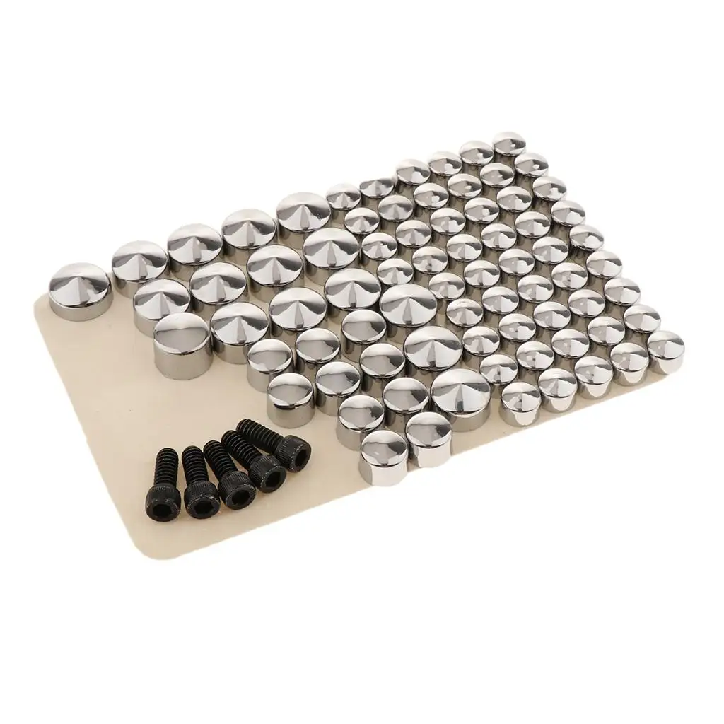 

80 Sets Durable Motorcycle CNC Aluminum Bolt Toppers Caps Screw for FLT/FLH Quality Chrome Bolt Toppers