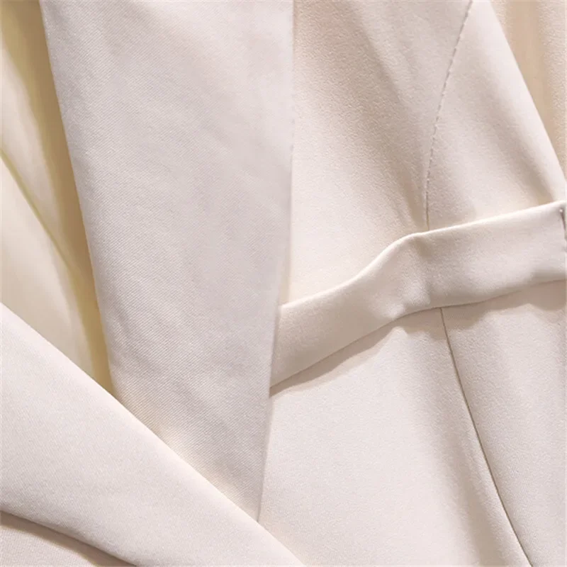 Mode Unregelmäßige Taille Dünne Anzug Jacke Frauen Frühjahr Neue Kerb Kragen Zweireiher Langarm Blazer Mantel Aprikose Schwarz