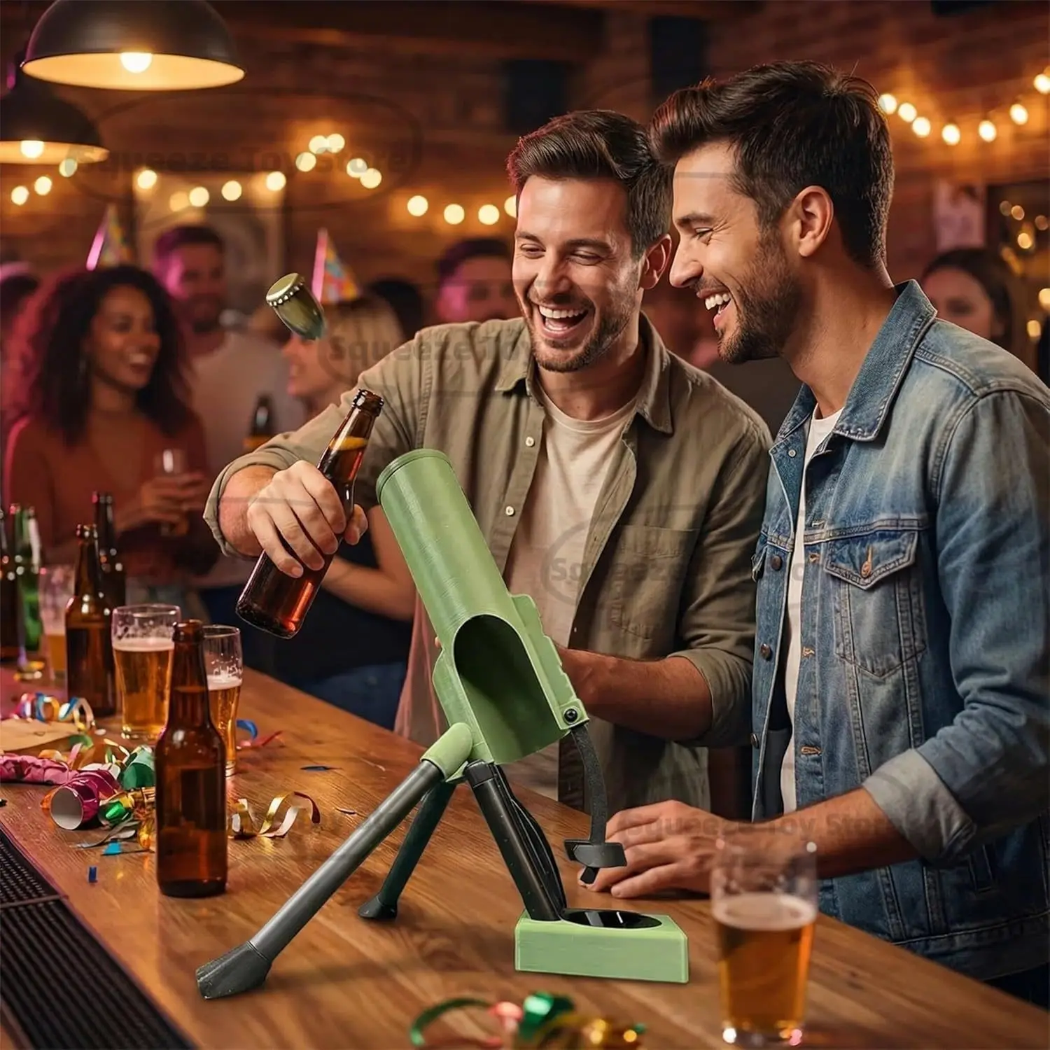 2026 New Hot Amazon Heavy Duty Beer Bottle Mortar Opener Tactical Cap Launcher Hands Free Push Down for Bar Desk Decor