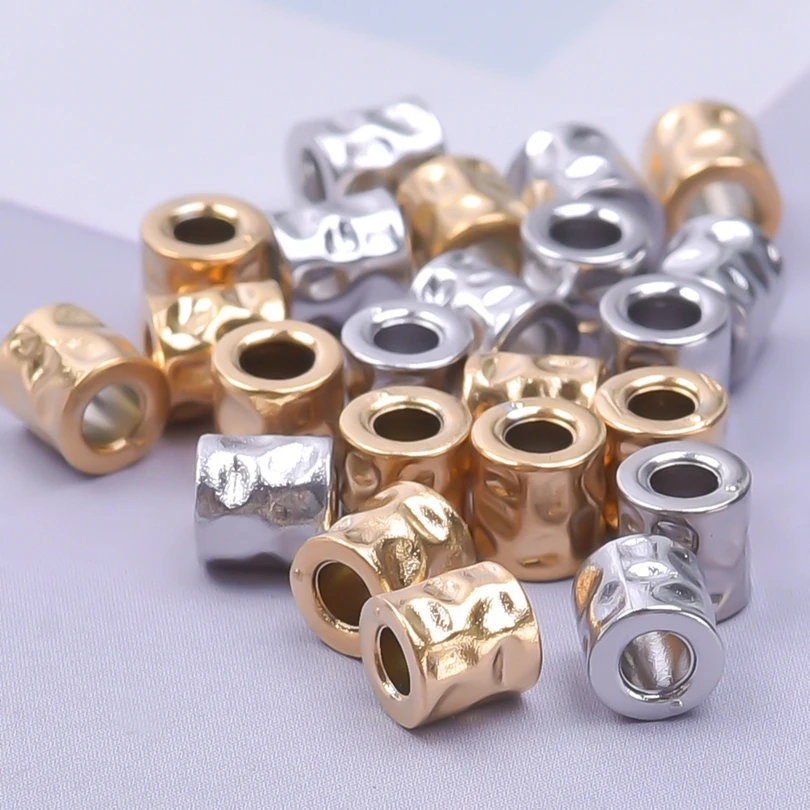 

5/10pcs/Lot Irregular Cylinder Spacer Beads For Jewelry Making Supplies Metal Stainless Steel Bead DIY Bracelets Anklet Material