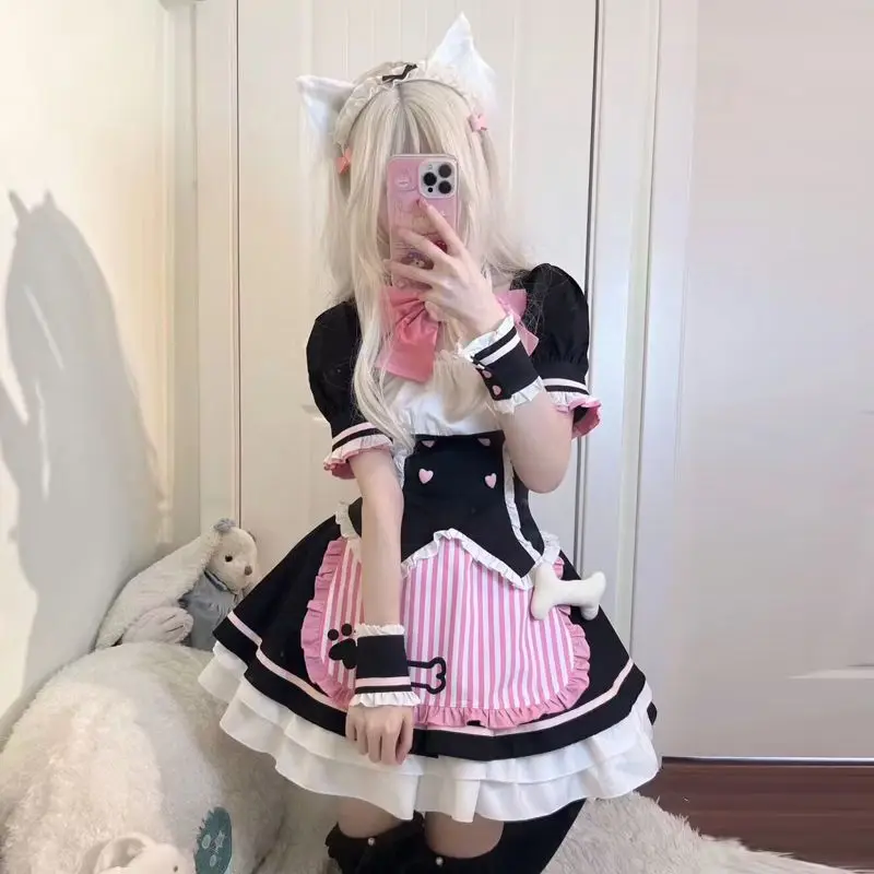 الزائفة كوس الملابس خادمة الملابس مجموعة كبيرة الحجم لوليتا خفيفة ناضجة خادمة اليابانية لطيف الملابس النسائية رئيس يوميا