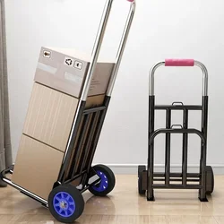 Trolley Portable Luggage Hand Cart Tractor-Trailer Loading Portable with Wheels Pull Rod Scalable Climb Stairs Hand Trolley