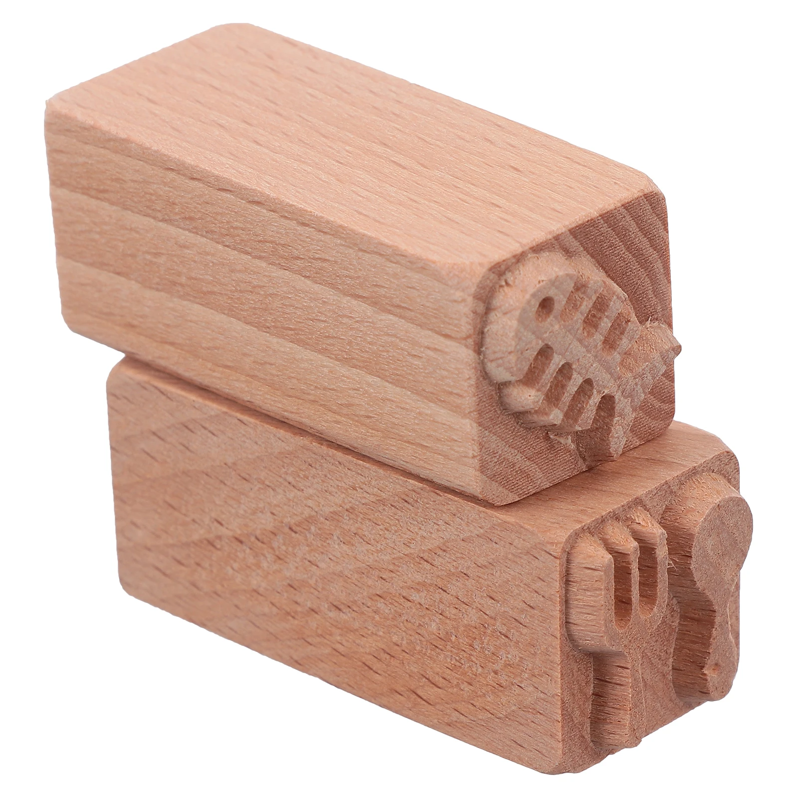 

2 Pcs Wooden Seal Theme Beech Wedding Scrapbooking Pattern Tag Stamp for DIY Mini