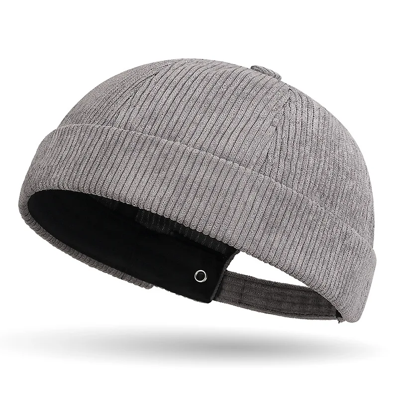 Unisex-Mütze aus dickem Cord ohne Krempe, einfarbig, Tang-Kappe, Street-Hip-Hop-Vintage-Mütze für Damen und Herren, Fahrradkappen – Detail 3