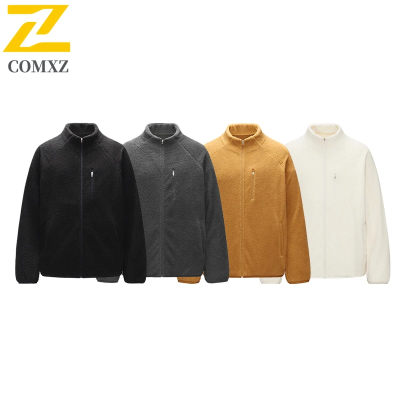 COMXZ Men Jacket 2025 Casual Stand Collar Outdoor Travel Windproof Coat Hiking Liner Fleece Lined Thickened Winter Garment