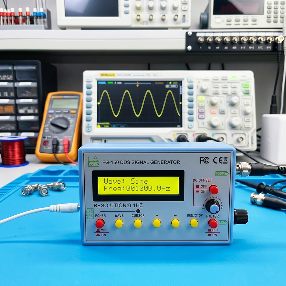 FG-150 DDS Function Signal Generator Frequency Counter 0.1Hz - 500KHz Signal Source Module 15 Waveforms Adjustable Duty Cycle