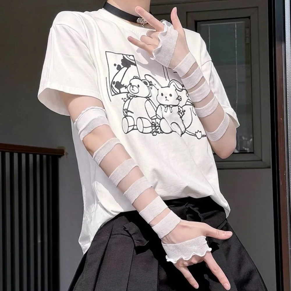 

Arm Cover Y2K Strapping Bandage Fingerless Gloves Punk Elastic Bandages Arm Sleeves Wrist Cuffs Subculture Gloves Gothic