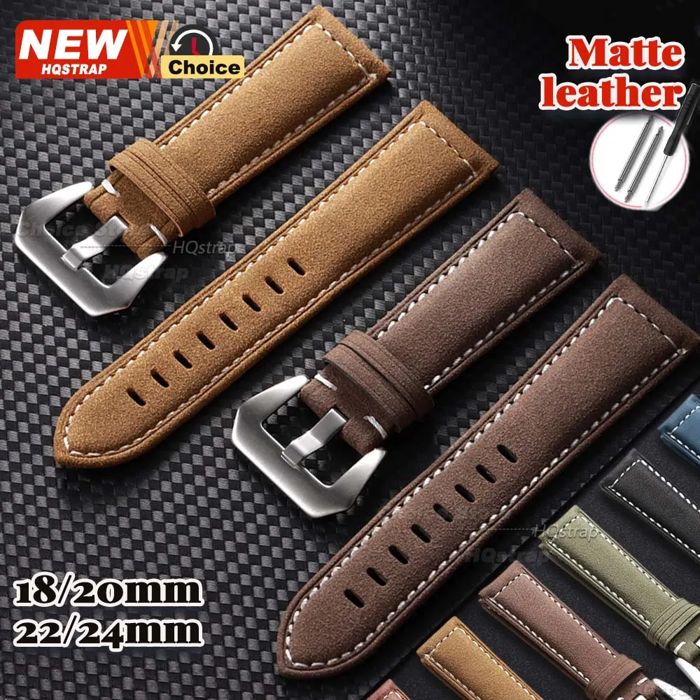 New 18/20/22/24mm Handmade Matte Strap for Panerai Watch Band Women Men Wristband for Omega Brown Wristbelt for Seiko Bracelet
