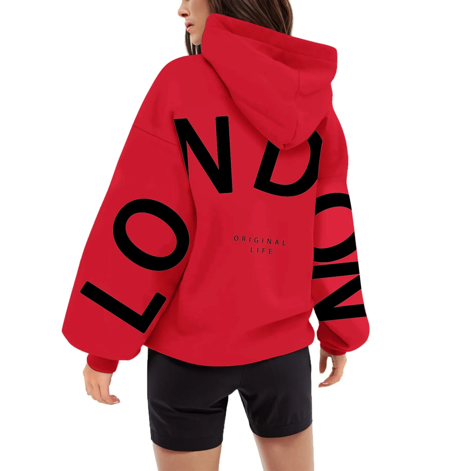 Women\'s Casual Letter-Printed Hoodie 2024 Autumn and Winter Hooded Long-Sleeved Thermal Hoodie Loose Casual Top For Women