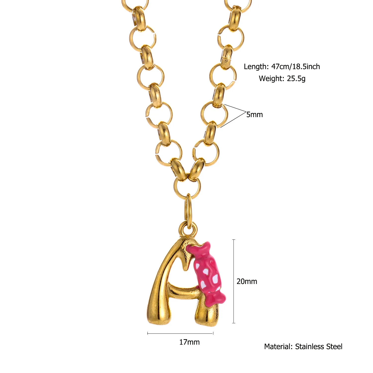 لطيف الفاكهة رسالة الأولي قلادة للنساء الفولاذ المقاوم للصدأ بالون فقاعة A-Z قلادة القلائد طوق مجوهرات هدية #4