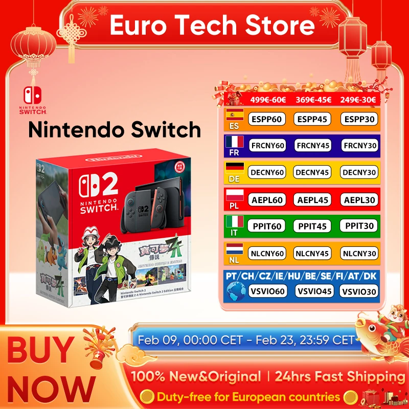 2025 Original Nintendo Switch 2 + Pokémon Legends Z-A NS2 Paquete de edición limitada Pantalla de 7,9 pulgadas 120 Hz Versión HK Joy-Con Manija