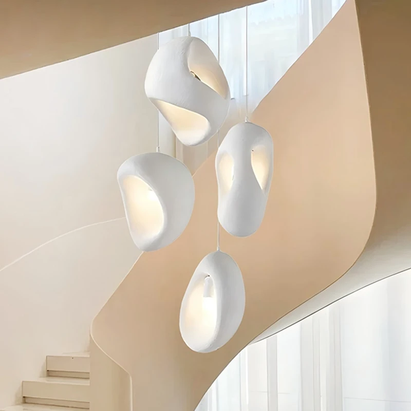 Lampu gantung Nordic waby-sabi, lampu gantung ruang tamu tidak beraturan lampu gantung tangga E27 perlengkapan lampu gantung loteng