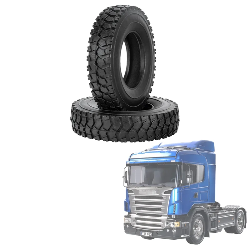 2Pcs 19mm Hard Rubber Tires for 1/14 Tamiya RC Semi Tractor Truck Tipper MAN King Hauler ACTROS SCANIA Upgrades