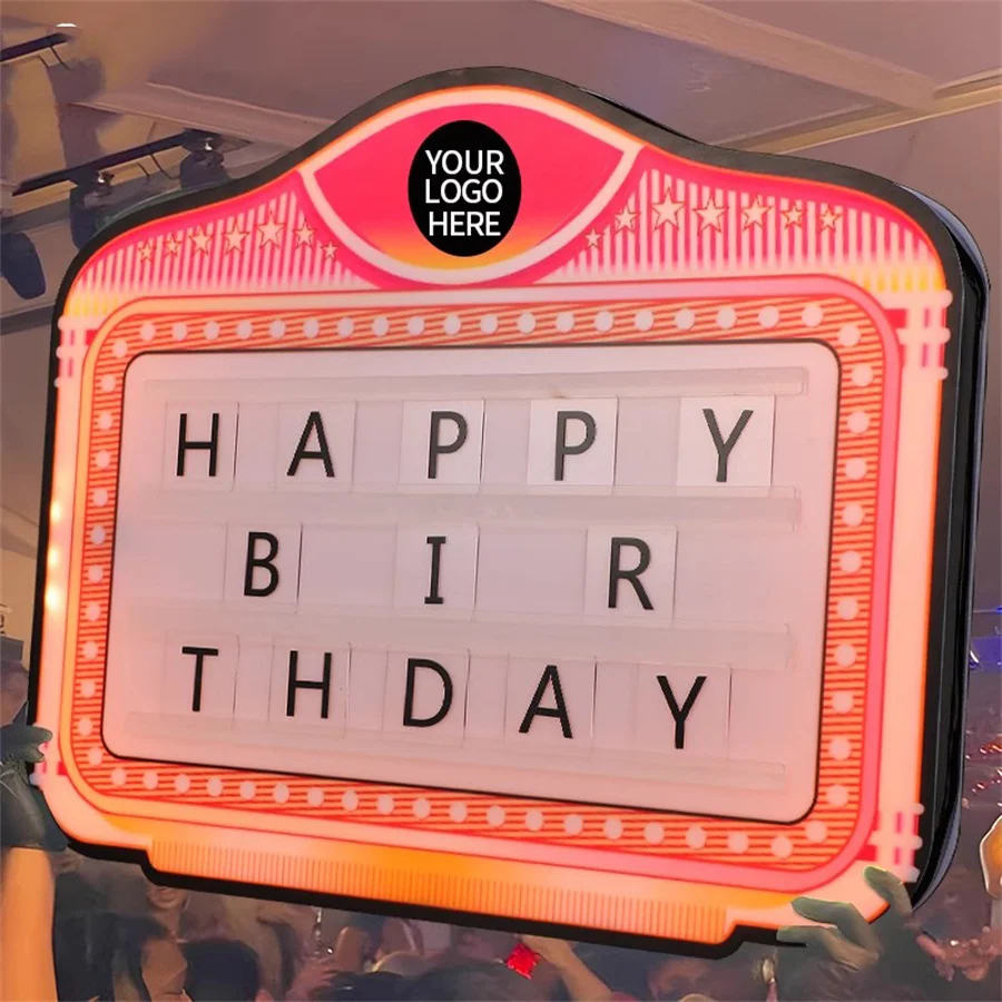 

Nightclub Party Custom VIP Bottle Presenter Service Sign Glorifier Happy Birthday Letter LED Message Display Board For Bar Decor