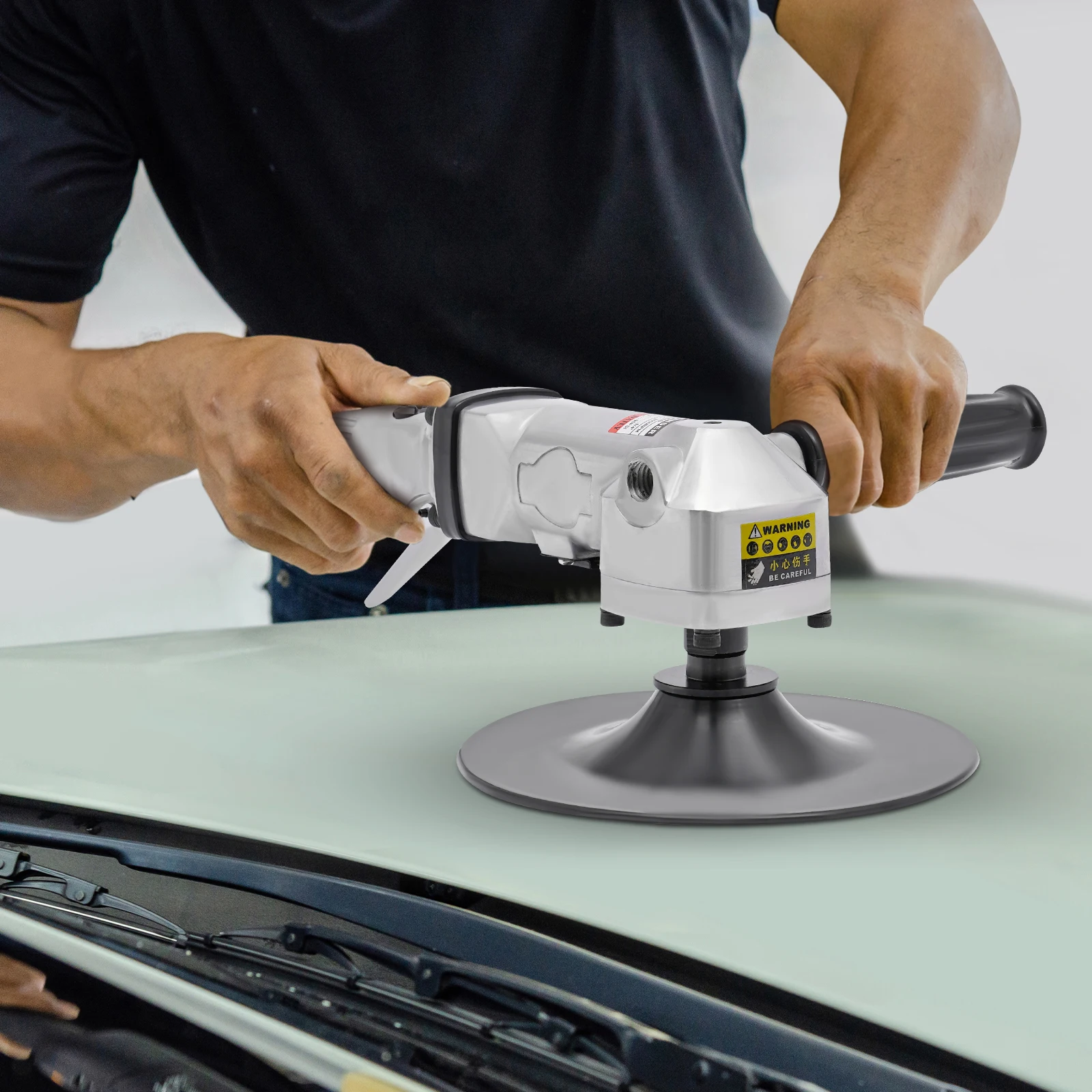 Lixadeira de ângulo de ar de 7 polegadas, polidor pneumático de 4500 RPM para pedra/metal/carros, eixo M16, consumo de ar de 12,36 CFM, leve