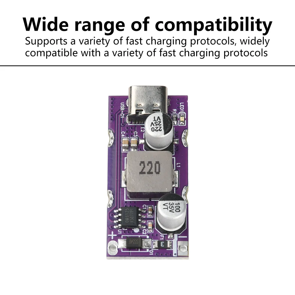 Type-c PD3.1 QC2.0/3.0 SCP Fast Charging Adapter Module DC 9-31V 3.25A 63W Step Down Module