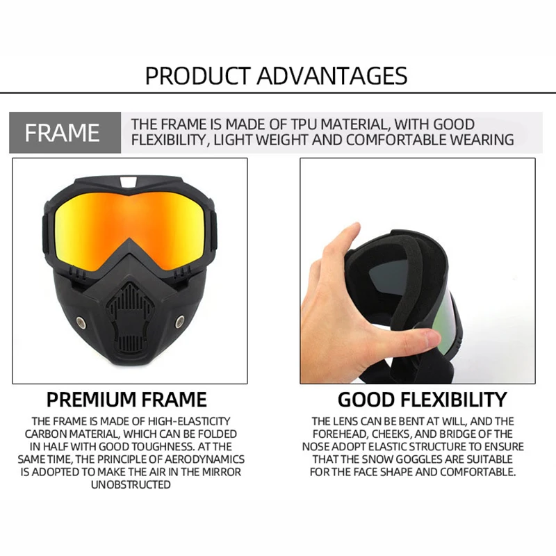 Motocross Goggles Outdoor Cycling Riding Skiing Windproof Goggles Eyewear With Mask UV Protection Motorcycle Sunglasses Masks