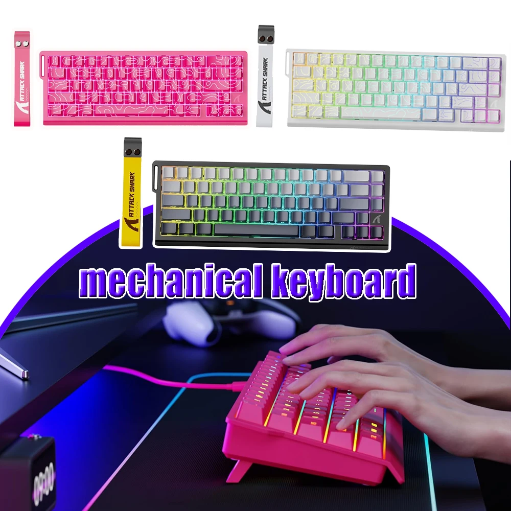 

Проводная RGB-клавиатура X68HE с бесшумными клавишами, трехрежимная, эргономичная, для офиса и киберспорта, с настраиваемым подключением, игровая