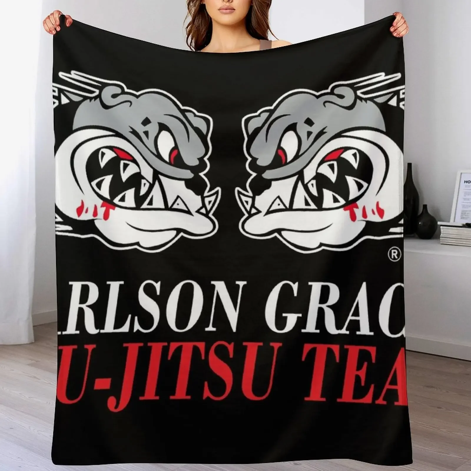 

Carlson Gracie Jiu-Jitsu Team Logo Throw Blanket Soft Plaid heavy to sleep Giant Sofa Loose Blankets