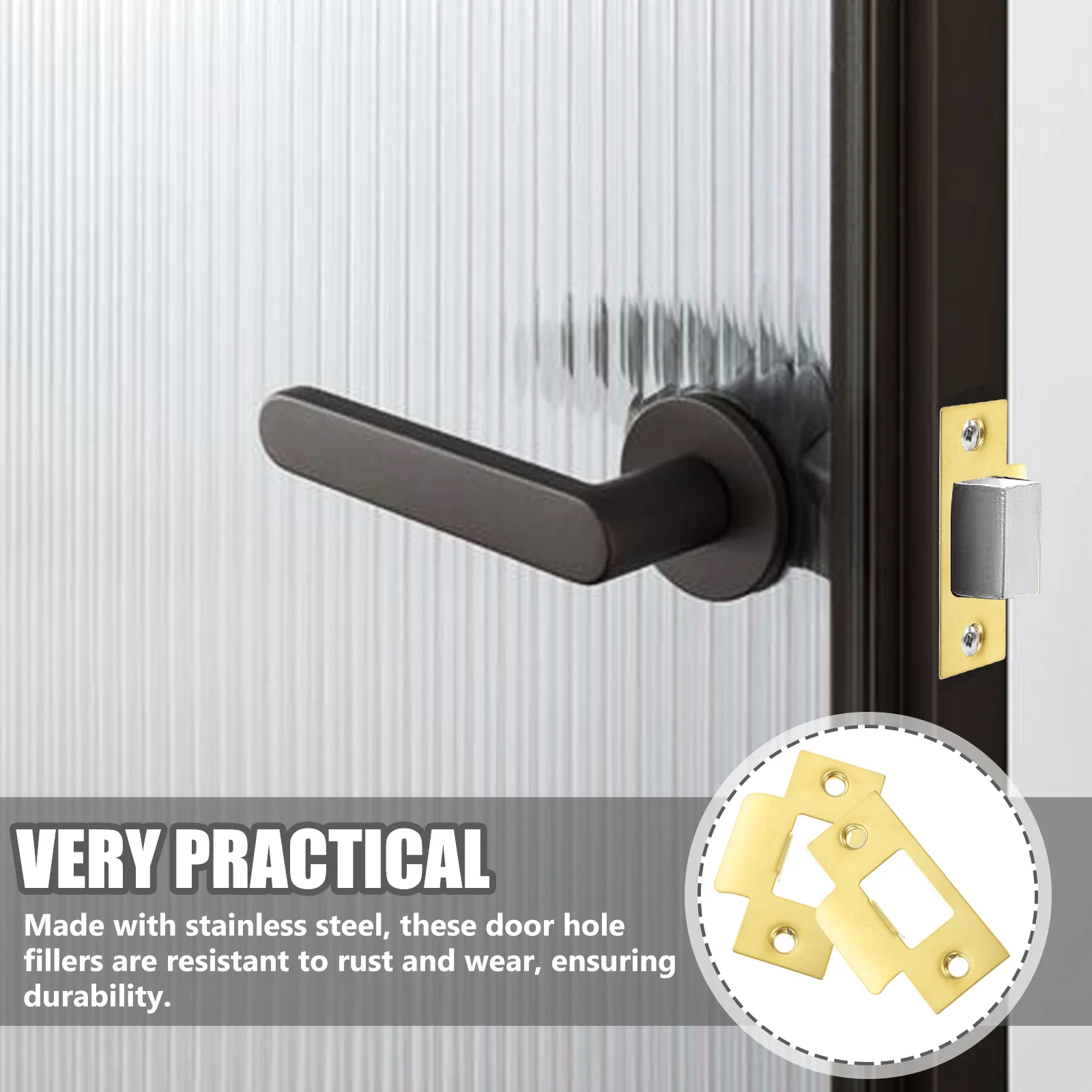 2 szt. Stal nierdzewna Płytka zabezpieczająca przed zacięciem zamka, wypełniacz otworu w drzwiach, zestaw wzmocniający do drzwi, akcesoria do języka zamka