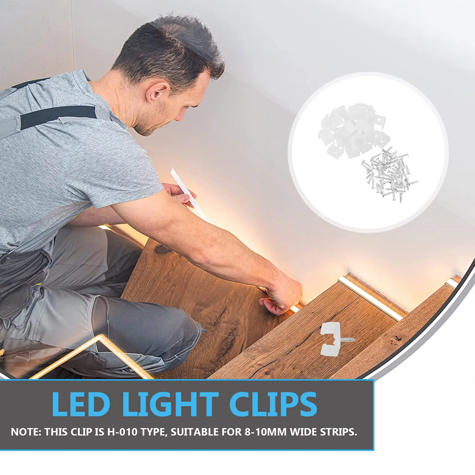

100 Pcs Strip Light Clips PP Material Led Light Clips Easy Installation Fixing Fasteners for Counters Kitchen Outdoor