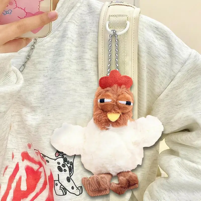 

Chicken Plush Ornament Cute Chicken Egg Laying Plush Keychain Phone Case Charm Kids Cuddly Companion Collectible For Tote Bag