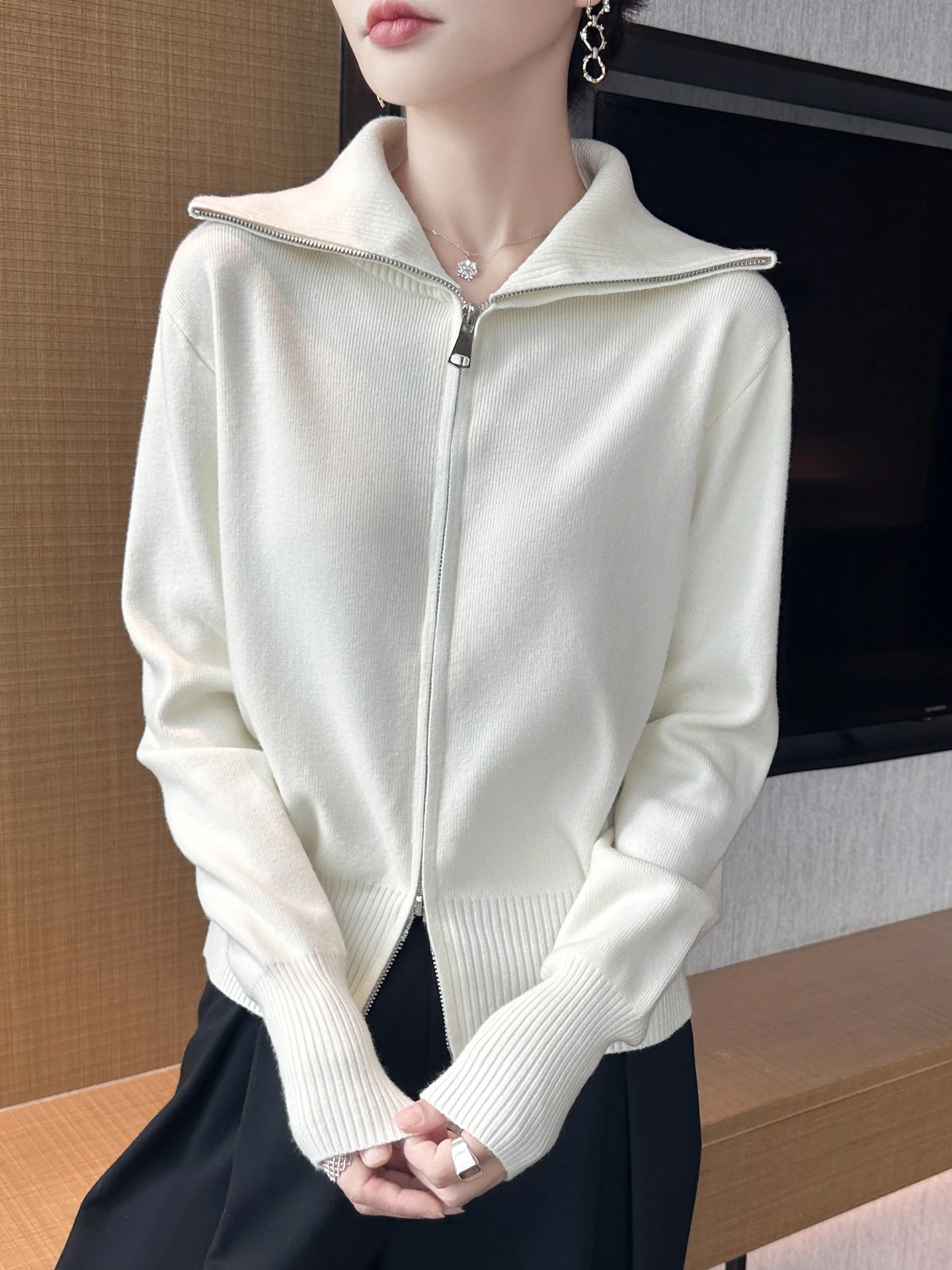 

Повседневный вязаный лоскутный топ, свободный крой из мягкой ткани, длинный открытый кардиган на молнии све, женский модный осень 2025 г.