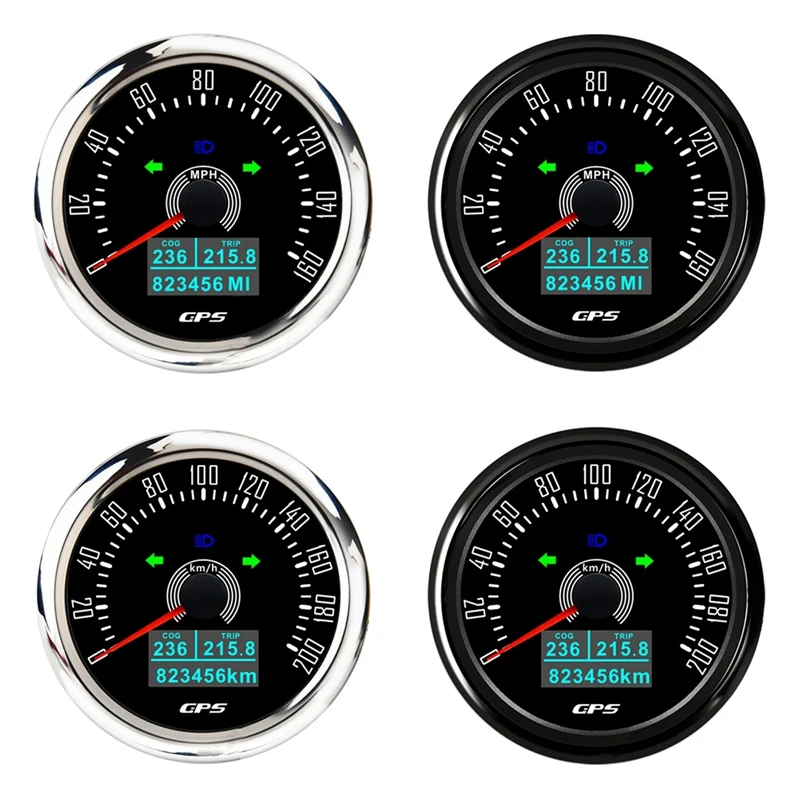 85MM GPS Speedometer With GPS Antenna 7Colors Backlight Digital LED Odometer Gauge For 12V24V Car Boat Marine