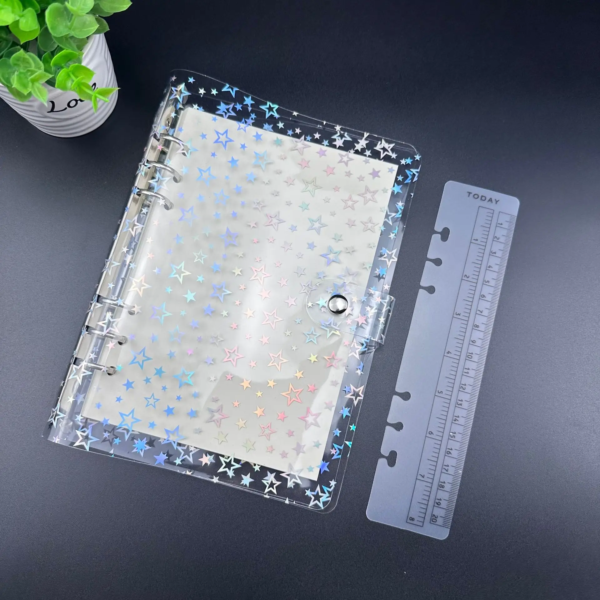 A5 Transparent Stern DIY Binder Fotokarten Sammeln Buch Tagebuch Agenda Planer DIY Cover Album Schreibwaren – Detail 4
