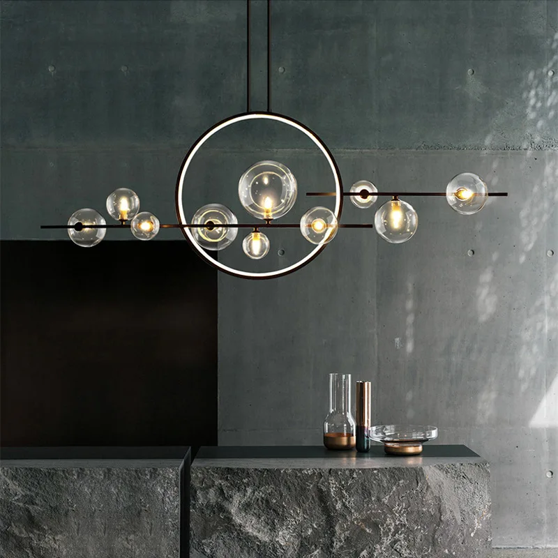

Artpad Black LED Chandelier Dining Room Bubble Nordic Light Pendant Lighting for Dining Room Hanging lights Fixture with G9 Bulb