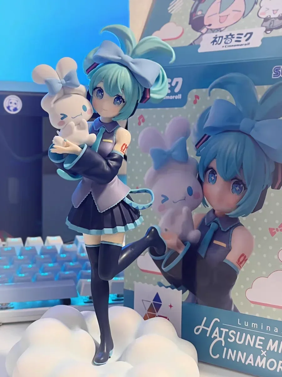 Original Sega Anime Hatsune Miku Cinnamoroll Figure Model Collectible Garage Kit Decorative Action Figure Children Toys Gifts