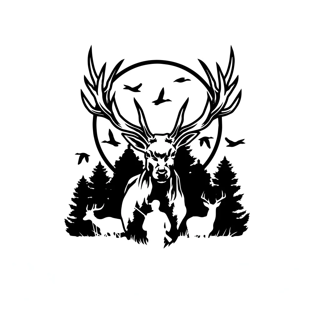 Interesting Creative Deer Hunter Vinyl Decals Car Stickers  Motorcycle Laptop Rear Window Decorative ProofWater Decals ,15cm