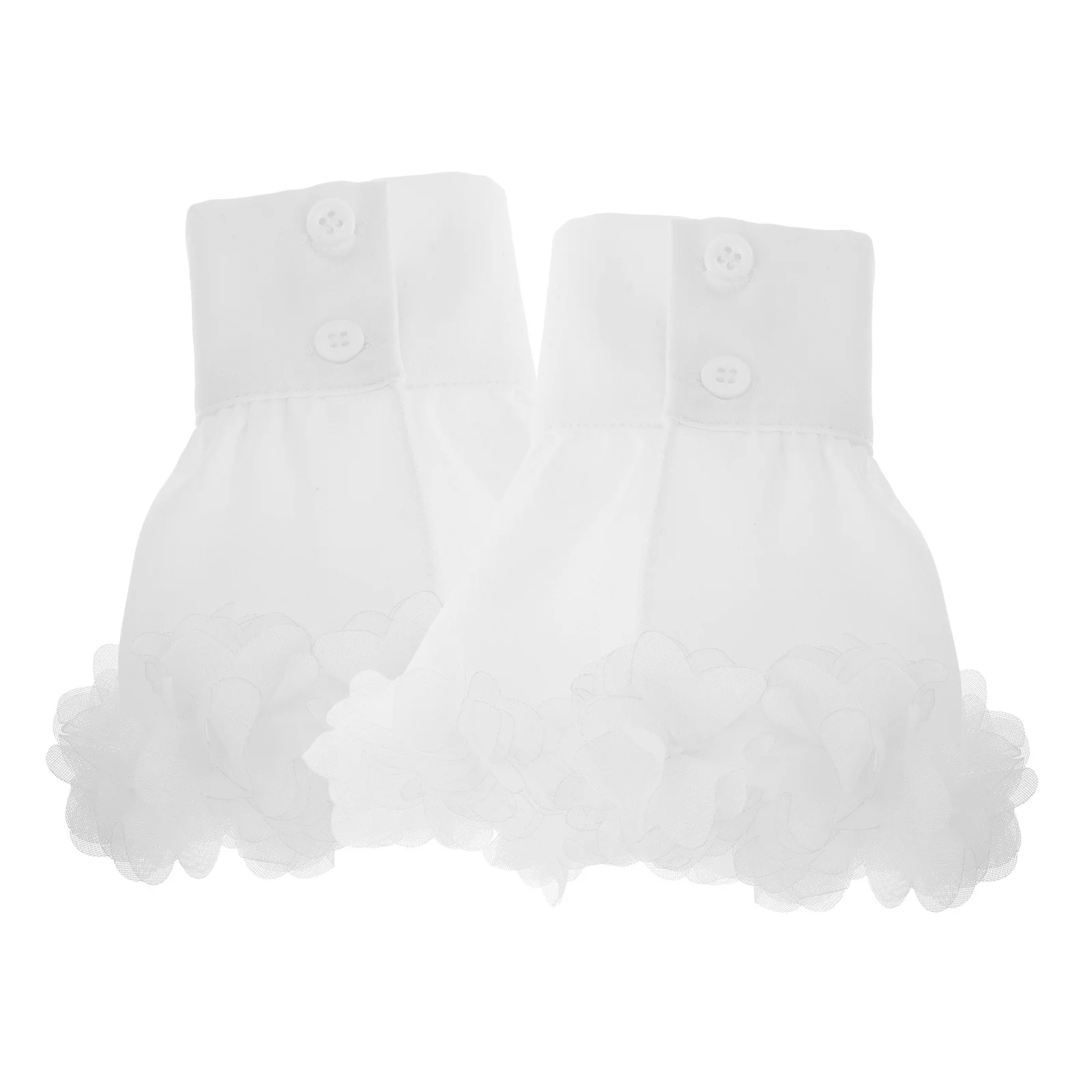 

1 Pair French Floral Bell Sleeve Cuffs Detachable Chiffon Fake Cuff For Women Fashion Bridal Ruffle Puff Sleeves Decor Accessory