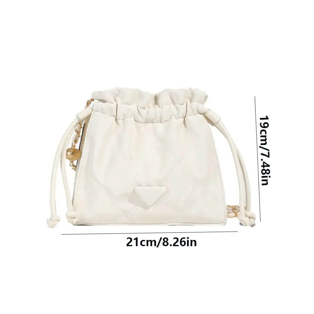 Bolsa de balde de cordão de couro PU para meninas, alça ajustável, bolsa monocromática PU crossbody, sacola estilo coreano, bolsa de ombro para meninas