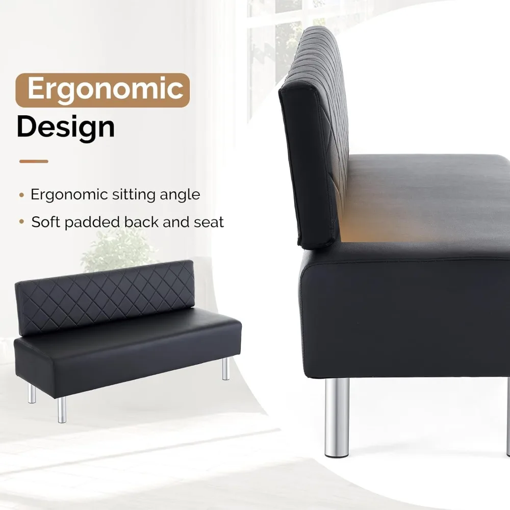 مقعد غرفة الانتظار مع ظهر، كرسي ضيوف مكتب مقاس 58.6 بوصة، مقاعد استقبال منجدة، أثاث الردهة لصالون التجميل