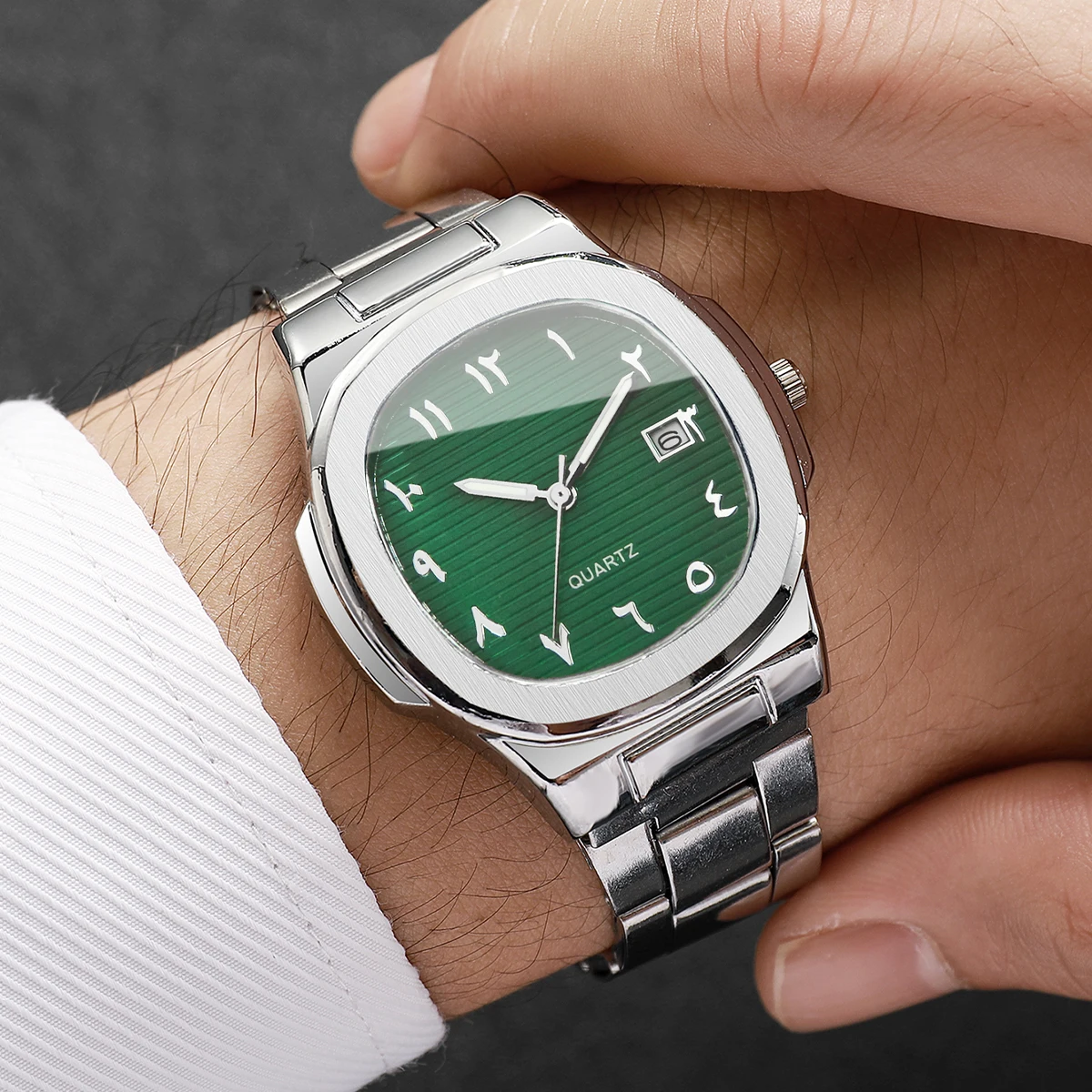 2PCS 사각형 아라비아 숫자 남성용 시계 스테인레스  - Luxury Watch Under 20000 리뷰 및 가격