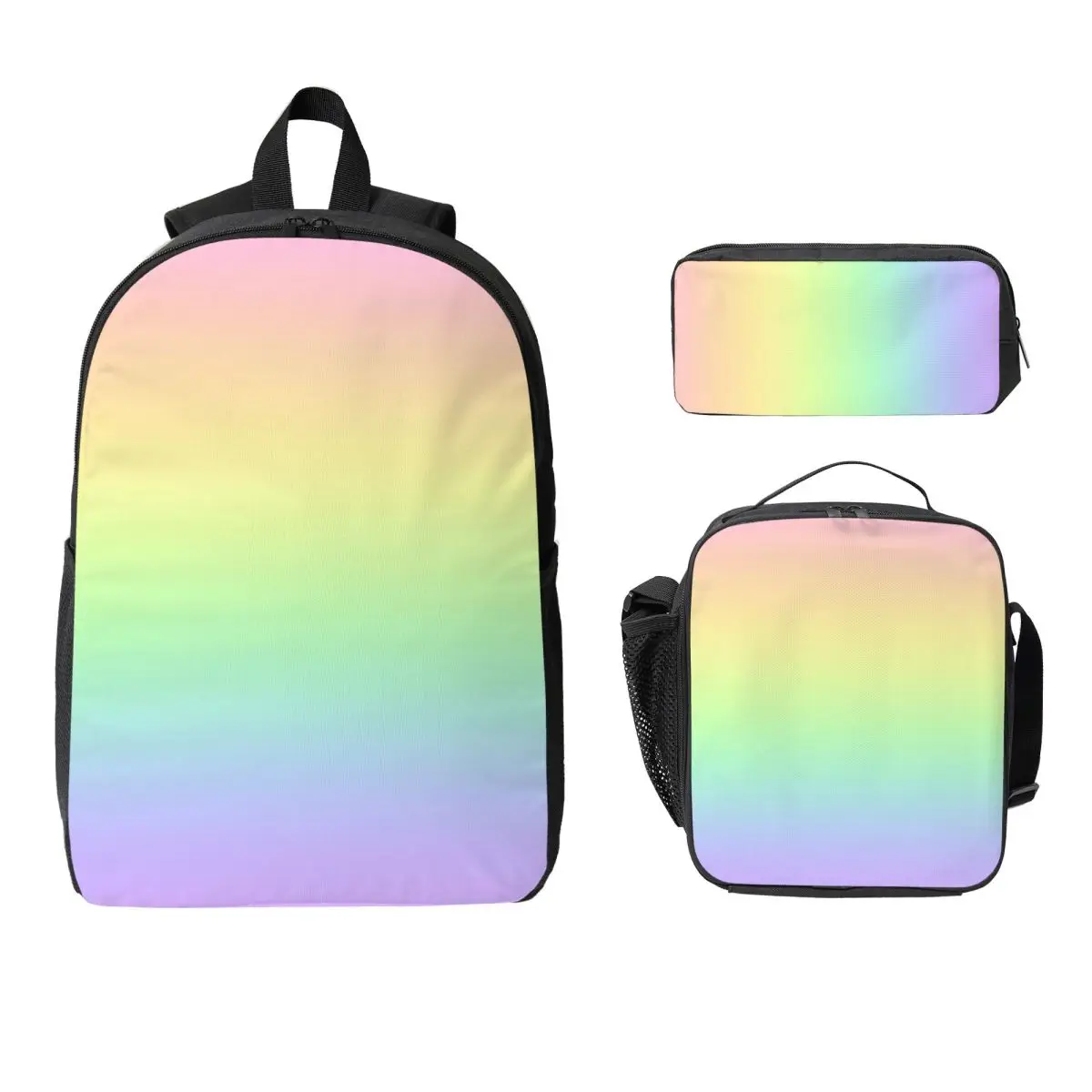 

Pastel Rainbow Gradient Backpack Student Boys Girls BookBag School Bag Laptop Shoulder Bags 3ps Insulated Lunch Bag Pencil Case