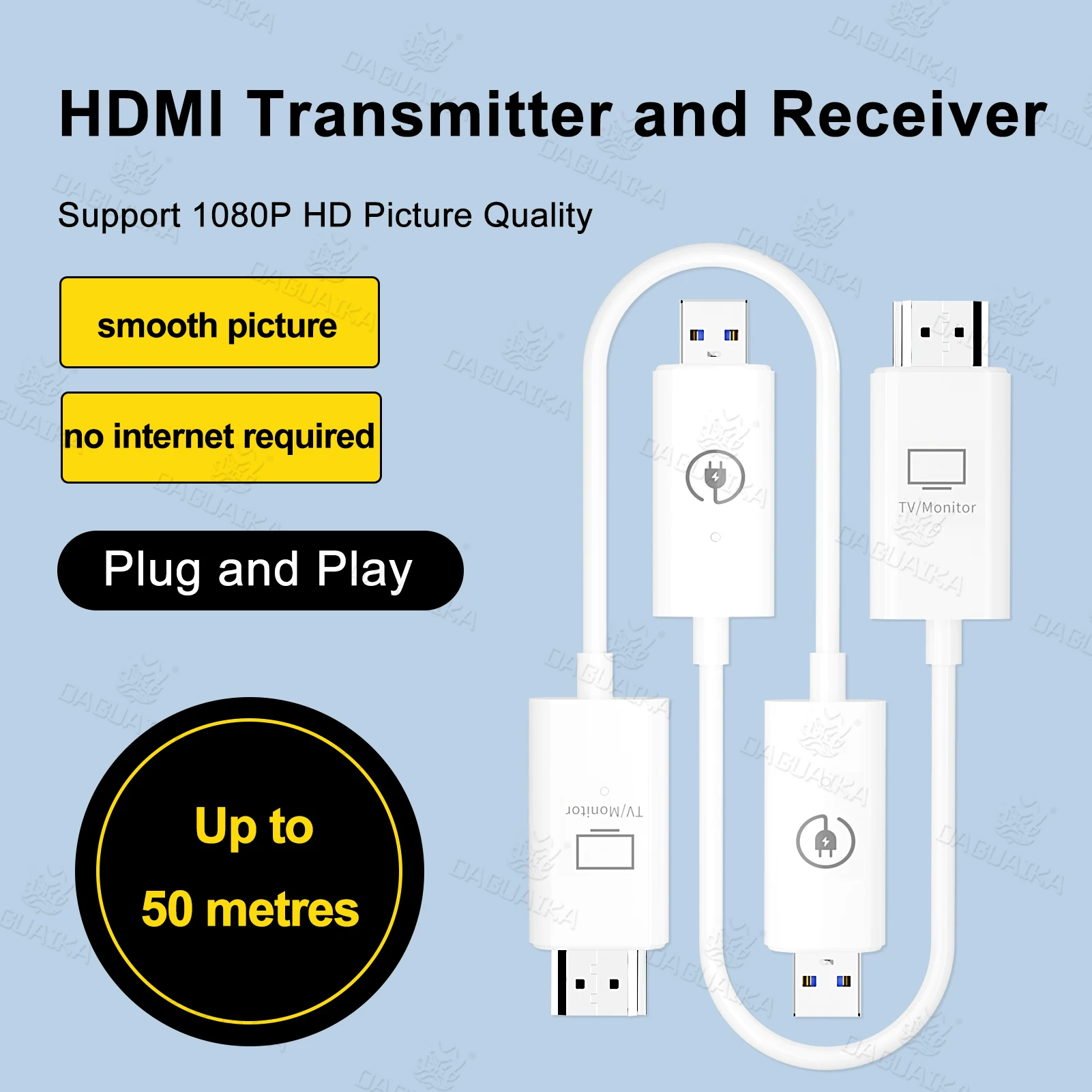 

HDMl Wireless Transmitter Receiver Extender Kit 164FT/50M Wireless Display Dongle for TV Camera Streaming Projector