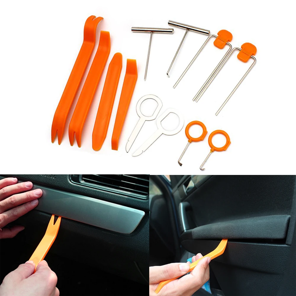 Refitting Installer Pry Repair Sets Car Panel Removal Tools Automobile 12Pcs/Set Yellow Dash Audio Stereo GPS Plastic