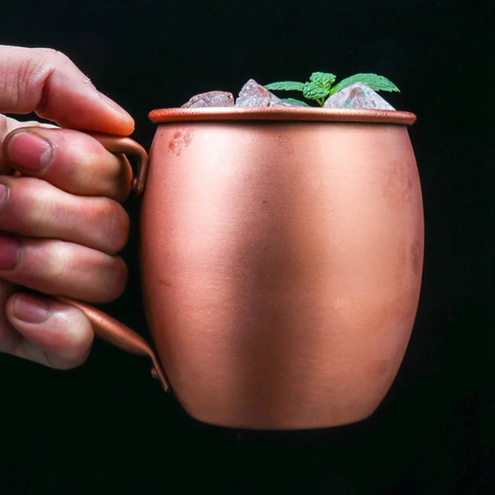 530ML 100% Pure Copper Mug Moscow Mule Mug Drum Cup Cocktail Cup Pure Copper Mug Restaurant Bar Cold Drink Cup