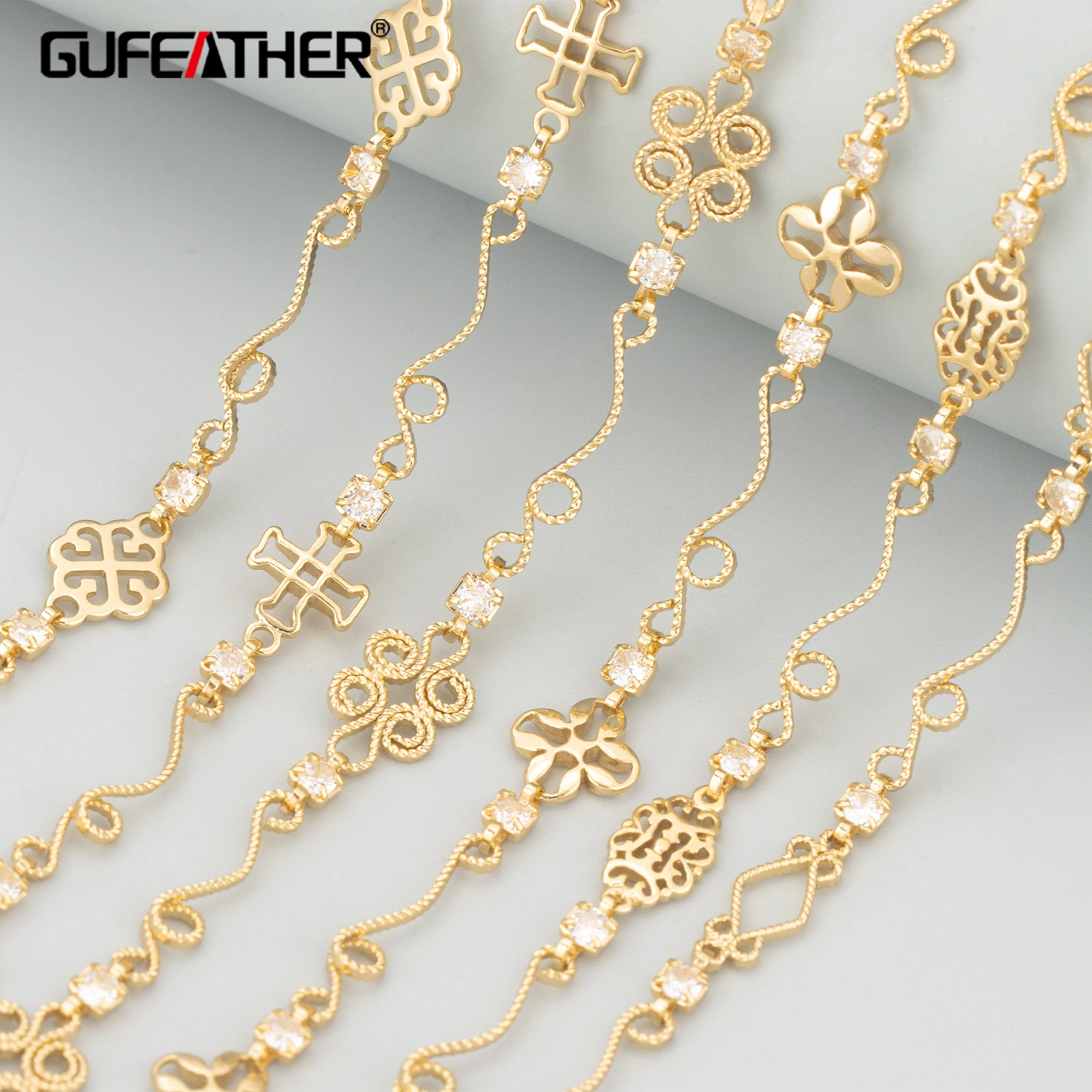 

GUFEATHER, 50 см/лот, C450, цепочка, 18-каратное золото с родиевым покрытием, медь, без никеля, подвески, ручная работа, изготовление ювелирных изделий, браслет-колье своими руками