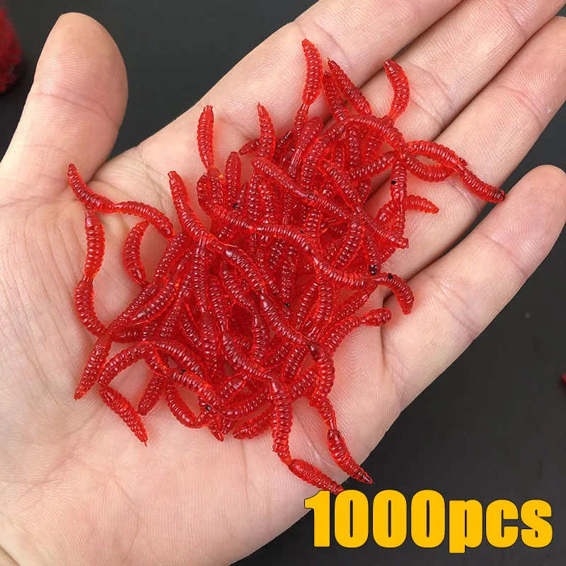 New Red Worm Lure 5cm/1.97in Lifelike Fishy Smell Earthworm Stick Fishing Lures Artificial Fishing Soft Bait Pesca 50-1000Pcs