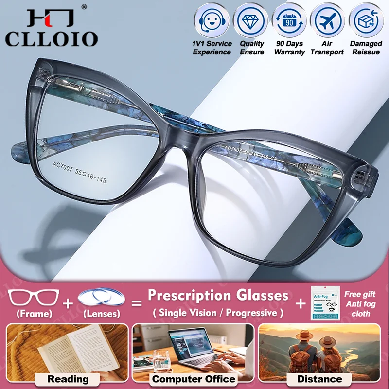 CLLOIO جودة عالية إطار فراشة تصميم وصفة طبية بصرية قصر النظر نظارات النساء مكافحة الضوء الأزرق نظارات القراءة التقدمية #1