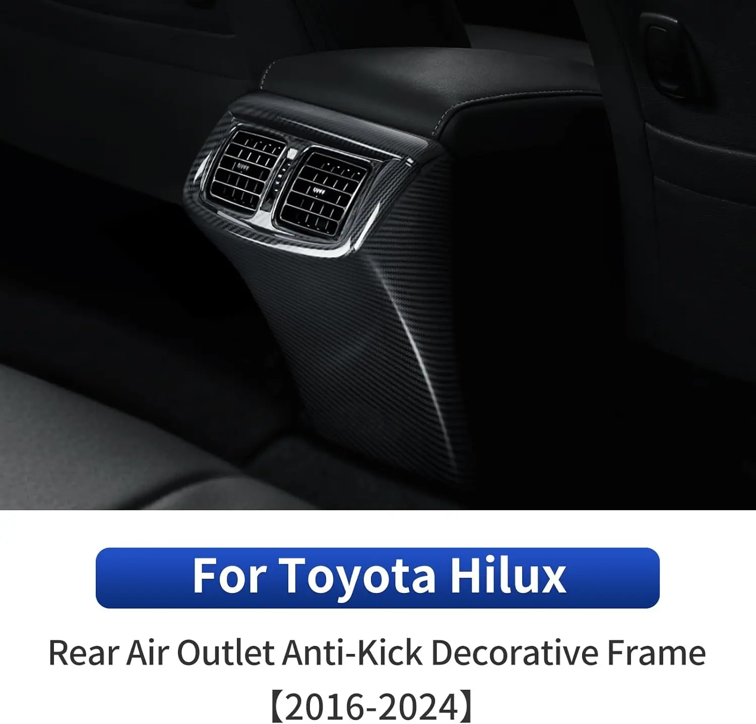 

Truck Rear Air Vent Outlet Panel Cover For Toyota Hilux Revo 2016-2024 Carbon Fiber Texture Anti-Kick Interior Trim Accessories