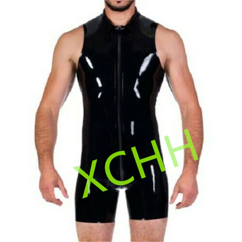 

Мужской латексный комбинезон-боди с молнией спереди, резиновый костюм для фетиша, клубная одежда, 0.4 мм, костюмы для косплея