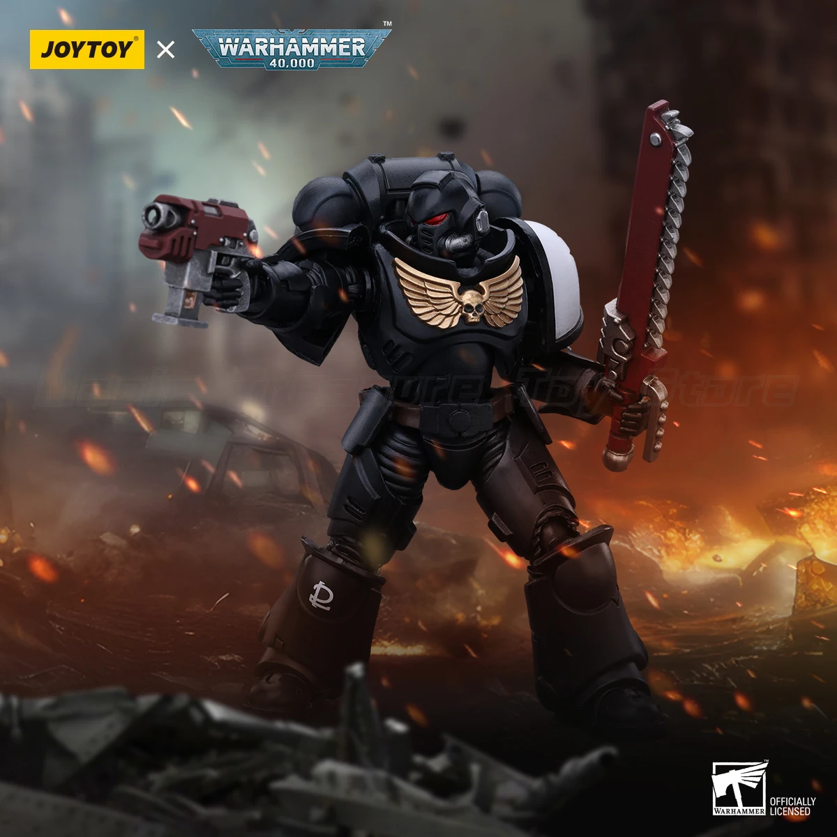 

【Доставка в течение 24 часов】Фигурка JOYTOY Warhammer 40K Space Marines Black Templars Outriders Brother Valtus 1/18