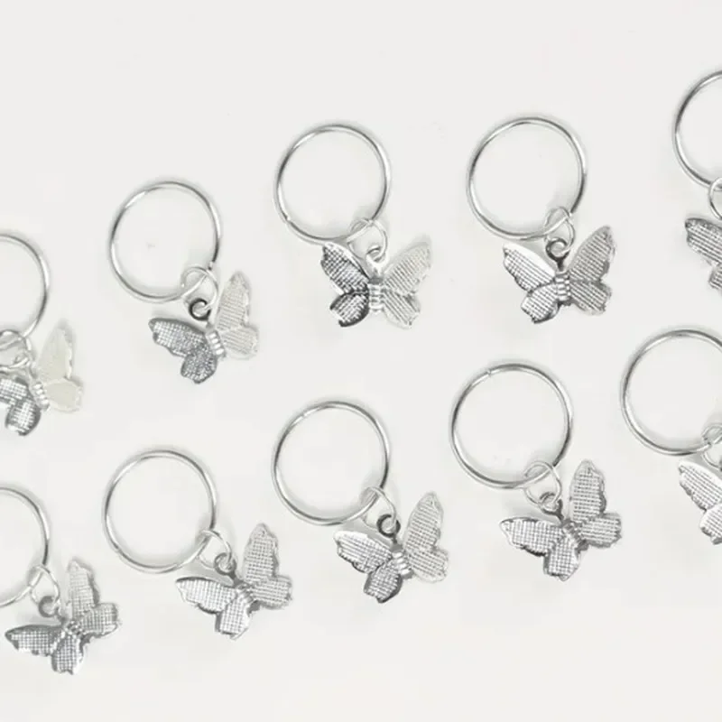 Accesorios para el cabello de 5 a 20 piezas, hebilla de mariposa abierta, Clip de Anillo para el cabello, trenza hueca Vintage, colgante de accesorio DIY